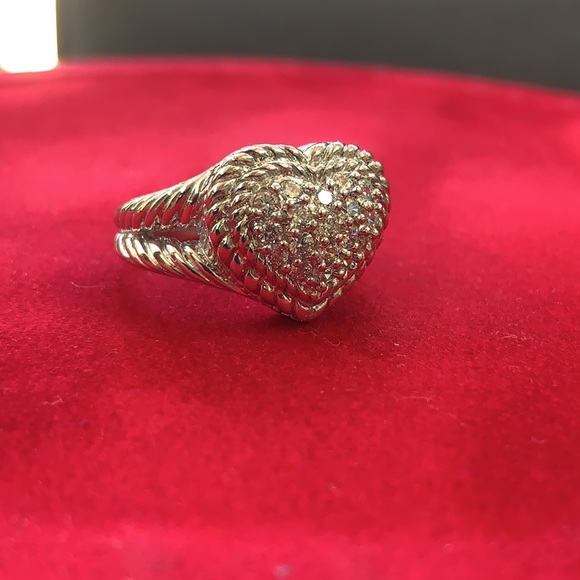 Judith Ripka Sterling Heart Shaped Ring SZ 6.5 - Picture 5 of 5